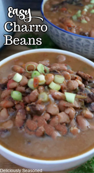 A close up of a white bowl filled with beans.