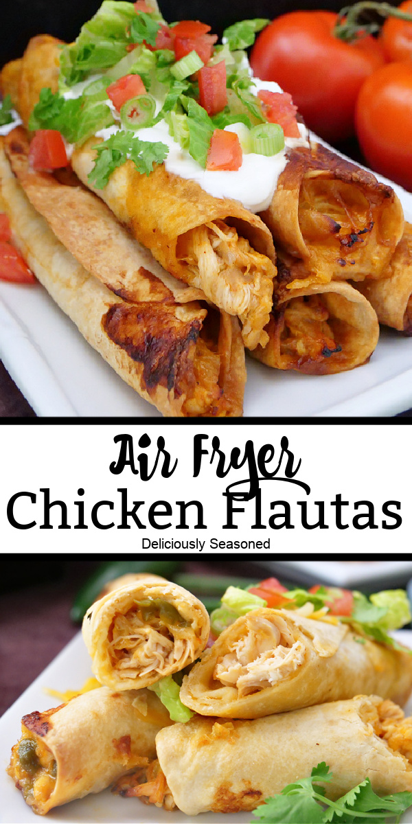 A double picture of Air Fryer Flautas with the title in the middle.