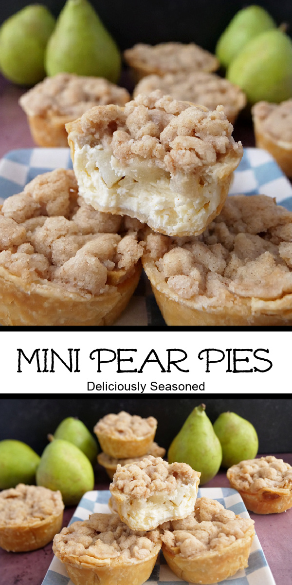A double photo collage of pear pies.