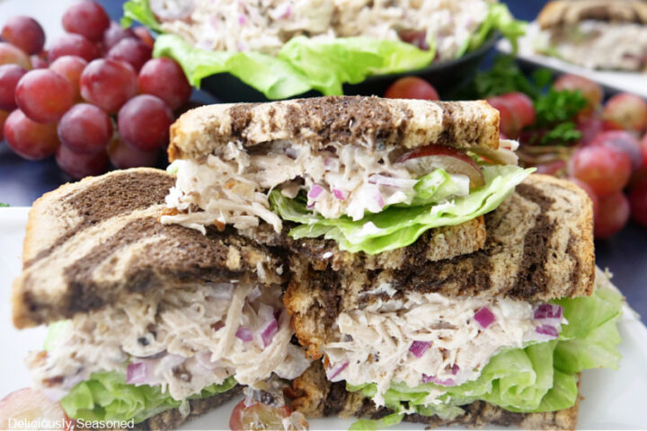 Chicken Salad Sandwich with Grapes and Walnuts - Deliciously Seasoned