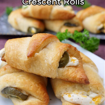 A title photo with crescent rolls stacked up on three separate plates.