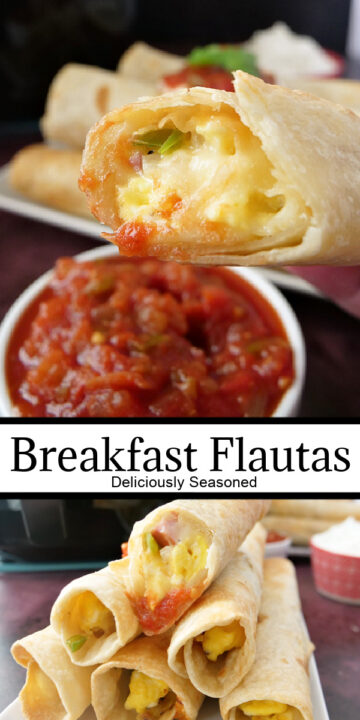 Breakfast Flautas with Ham, Egg and Cheese