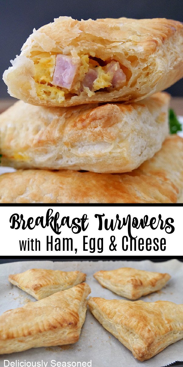 A double photo collage of breakfast turnovers. 