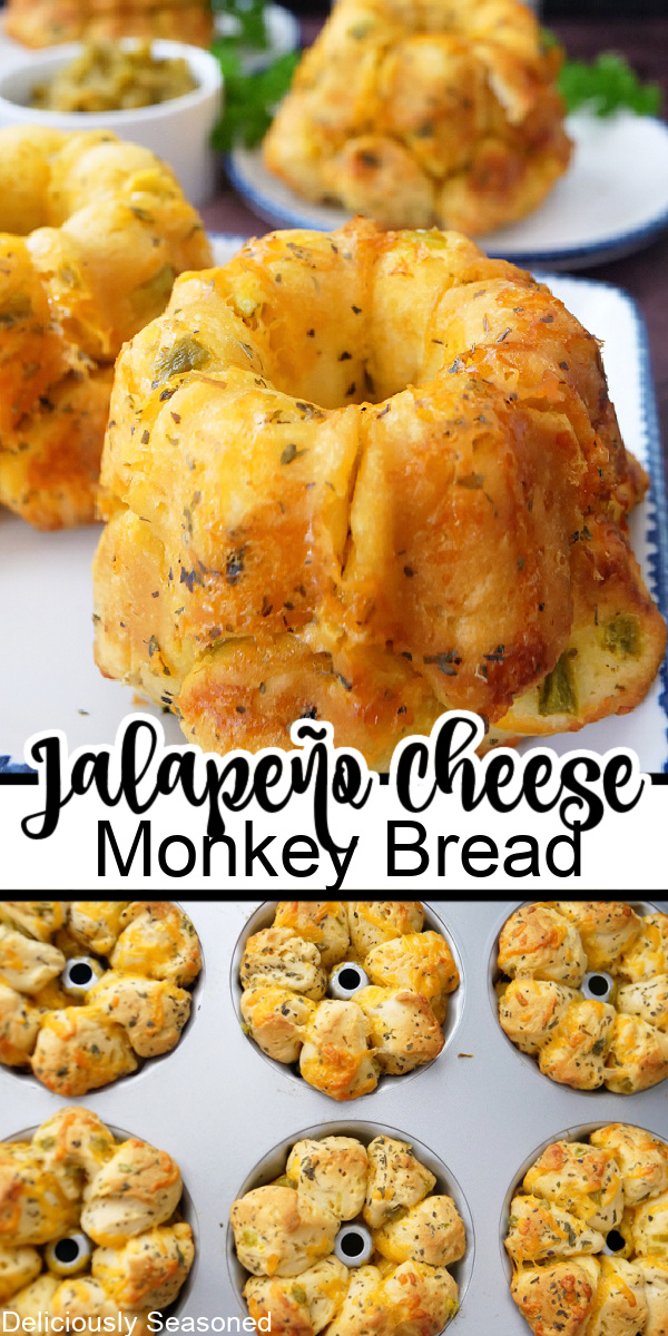 A double collage photo of mini jalapeno cheese monkey breads.