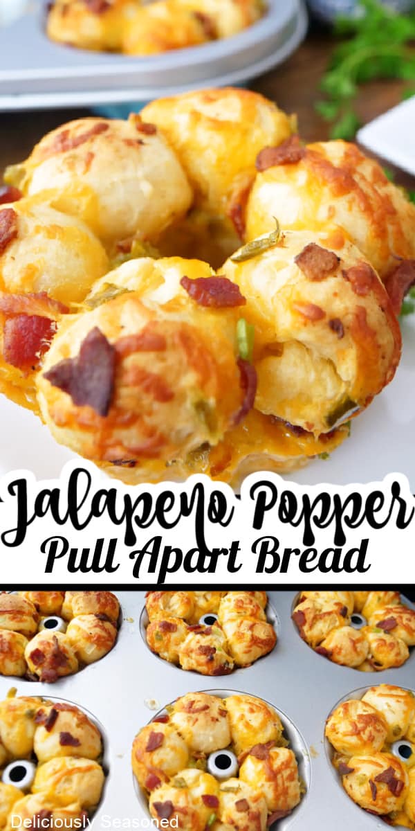 A double collage photo of mini jalapeno popper pull apart breads.