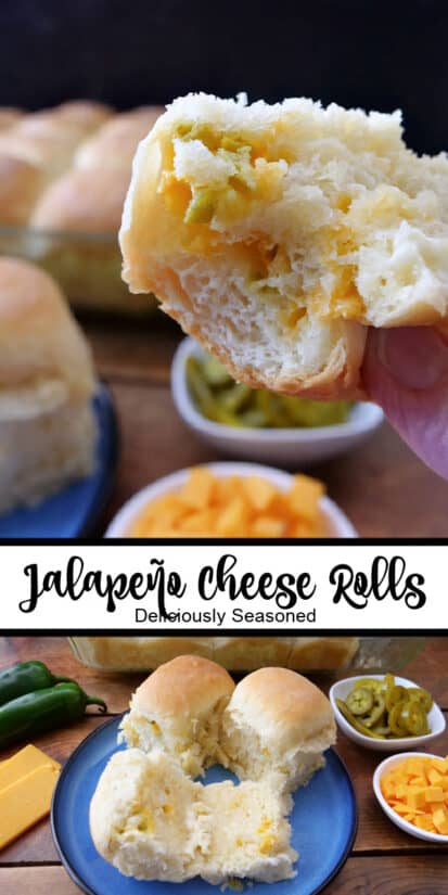 A double collage photo of jalapeno cheese rolls.