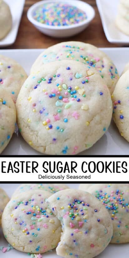 A double collage photo of homemade Easter sugar cookies.