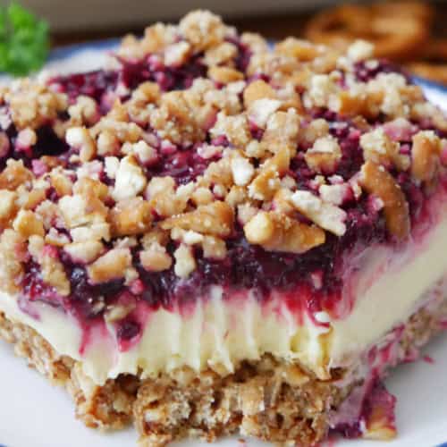 Lemon Blackberry Dessert with Pretzel Crust Deliciously Seasoned