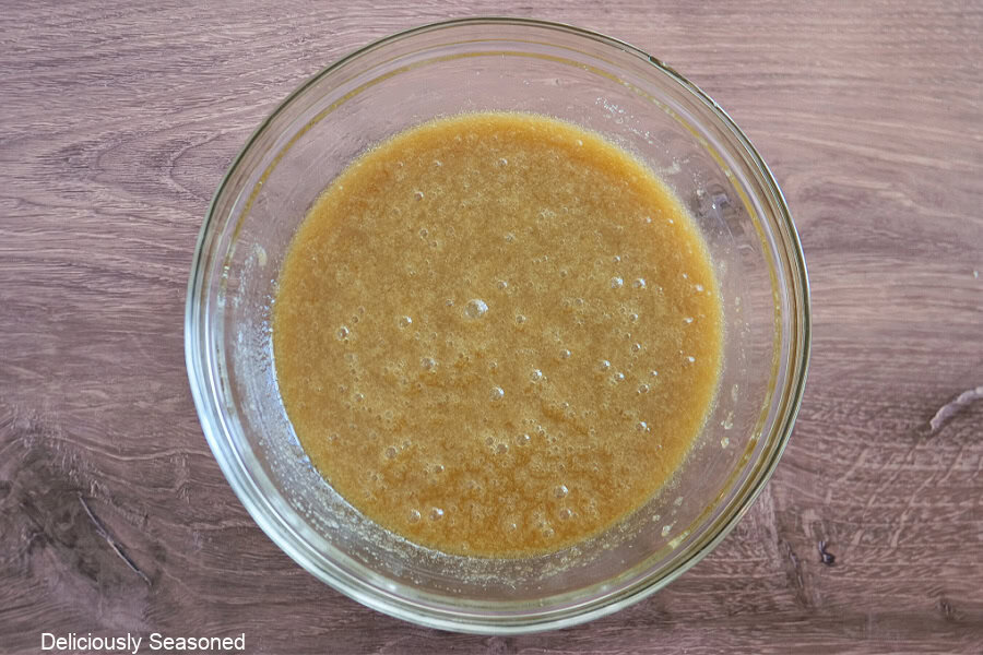 Blondie batter in a glass bowl.